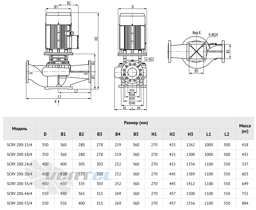 Waterstry SCRV 200-35-4 - описание, технические характеристики, графики